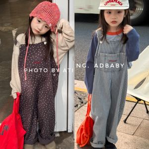 6597Childrens Suspender Pants 2025 Autumn Korean Baby Boys Jumpsuits 1-7Year Girls Overalls Wide-leg Pants2026