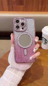 เคสศัพท์แม่เหล็กกลิตเตอร์กระจกเพชรสำหรับ Iphone15 Pro Max 14 13 12 11 เคส Tpu ซิลิโคนนุ่มกันกระแทก