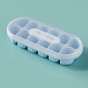 1 Pc Food-Grade Silicone Push-Type Ice Tray with Lid Household Ice Cube Mold Making Kit for Homemade Ice Storage