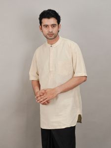 Swipe Up Kemeja Kurta Pria Modern Lengan Pendek Rami Jafar