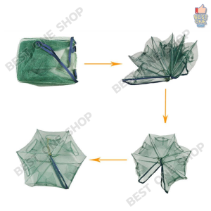 A118 มุ้งดักปลา ตาข่ายดักปลา ดักจับกุ้งปลา ตาข่ายดักกุ้ง กระชังปลา 5 ช่อง พับเก็บได้ กระชังกุ้ง รอกตกปลา ที่ดักปลา