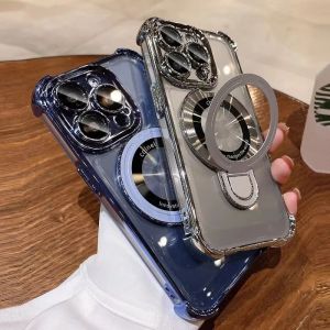 Magnetic Plating Shockproof Phone Case for HUAWEI P60 Pro P50 P40 P30 Lite Mate 70 30 40 50 60 Nova 13 12 7 SE 8 9 10 Honor 50 Pro 9X Camera Protection Silicone Cover Casing