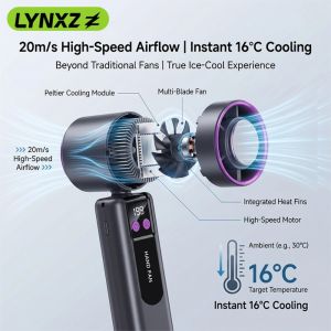 LYNXZ G2 90° Foldable Neck-hanging Fans Handheld Portable Fans High Speed Cool Wind 3000mAh Lightweight Mini Fans Pink/white/grey