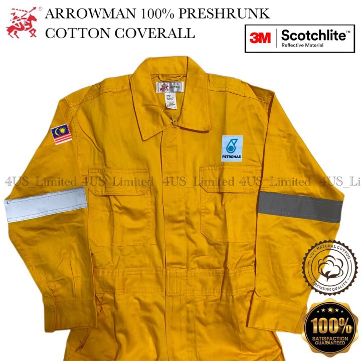 Safety Coverall Yellow Arrowman Preshrunk Cotton Coverall with