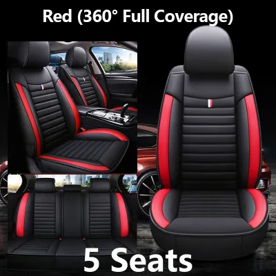 Universal Leather Car Seat Cover Set Lengkap Pelindung Tempat Duduk Kusyen Kereta Hitam Biru Merah Sesuai untuk Saga Bezza Viva Wira Waja Persona HRV City Civic Aksesori Kereta