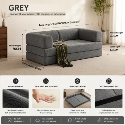 DreamHug Foldable Sofa Bed Dual-Purpose Full SpongeRoll Pack Compressed Fabric Sofa with Handrail Sizes: 1.5 / 1.8 / 2M Applicable to Living Room Small Living Room Sofa Set Offered