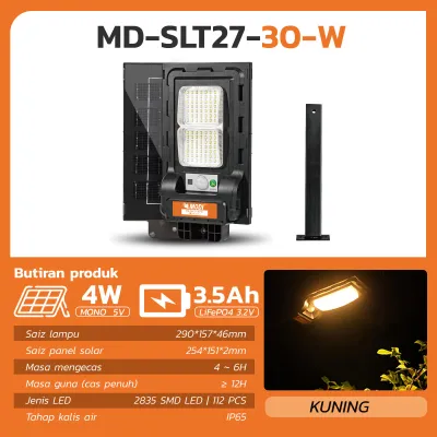 MODI New Solar Light Outdoor Lighting Lampu Solar SMD 30W50W White/Yellow Daylight Warm LightWeatherproof LED Street Light Solar Energy Saving Bright Lamp