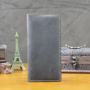FANCODI Luxury Handmade Genuine Leather Overseas Travel Passport Wallet For Men Pure Cowhide Bifold Long Wallet Male Outdoor Leisure Women Clutch Vintage Purse Money Clip with Passport holder Money Bag WF222