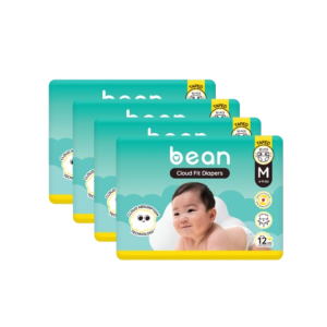 [Bundle of 4] bean Cloud Fit Diapers Medium (6-11 kg) - 120 pcs