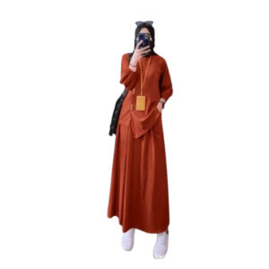 Brigita Setelan Rok Wanita Kekinian Polos Jumbo Set Crinkle Airflow By Olivia Dress