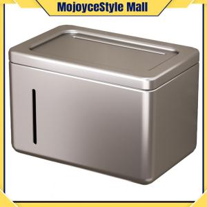 Square Wall Mounted Storage Box with Lid Waterproof Toilet Paper Box Aluminum Alloy Toilet Tissue Box for Washroom