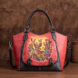 Aidrani  New Vintage Genuine Leather Womens Bag Large Capacity Handbag Cowhide One Shoulder Crossbody Bag