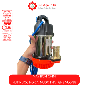 Máy bơm chìm hút hồ cá hút nước thải bơm chống ngập công suất 250W sử dụng điện ắc quy 12V Cánh quạt inox BH 3T