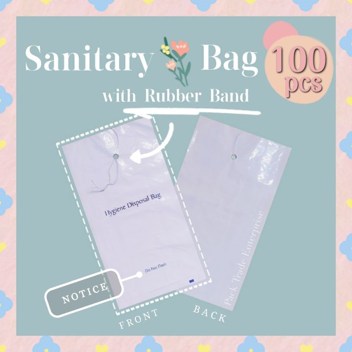 100 PCS SANITARY DISPOSAL BAG WITH RUBBER BAND/ HOTEL HYGIENE BAG ...