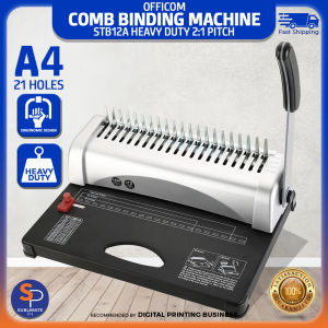 Officom STB12A A4 Size Heavy Duty Comb Binding Machine 21 Holes Schoolsupplies for Plastic Comb Binder Refill 2:1 Pitch