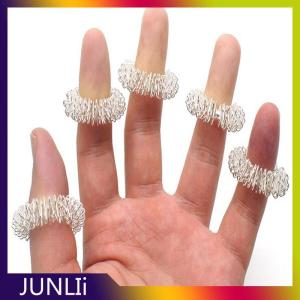 JUNLIi 10pcs Stainless Steel Finger Massage Ring Acupuncture Ring Therapy Relax Blood