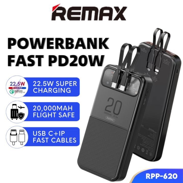 REMAX Quick Fast Charging 22.5W Flight Safe Powerbank 20000mAh Type C ...