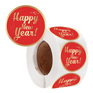 500 Counts Happy New Year Sticker Round Sealing Sticker for Christmas Letter Envelope Self-Adhesive Wrapping Labels
