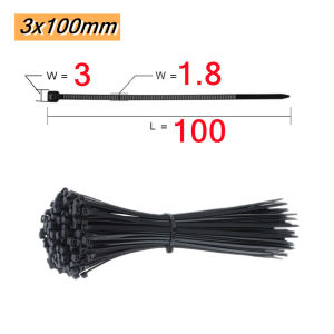 100 PCS Self-locking Plastic Nylon Tie  Black Fastening Strap Cable-Tie-Set Cable Zip Tie Fastening Ring Zip Wraps Strap Tie