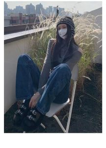 👖new👖The New Jeans เป็น ที่ทันสมัยและเป็นถุง กางเกง ขา ยาว