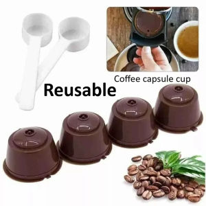 2PCS Reusable Coffee Capsules Filter Cup Dispenser for Nescafe Dolce Gusto Refillable Coffee Capsules Pod Compatible Kit