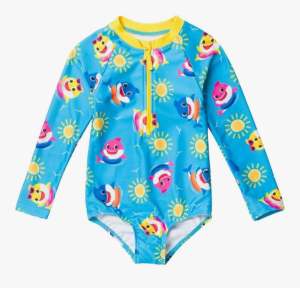 Pinkfong Daddy Shark Baby Shark Mommy Shark Girls Zip Up One Piece Bathing Suit Toddler 2T