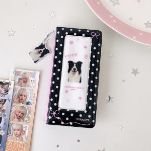 MAKERVY 4 Grids Card Album Polka Dot Bow Hollow Photocards Holder Cute Instant Camera Photo Album