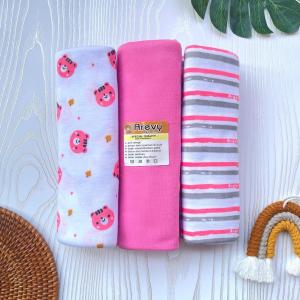 Arevy Babywear 3 Pcs Bedong Bayi Seri Pink Bahan Kaos Bedong Jumbo Baby Newborn