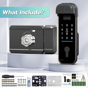 Electronic Gate Lock Fingerprint Gate Locks Remote Control Smartphone App Waterproof Door Lock