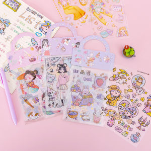 Cartoon Sticker | Handbook Sticker | Ins Colorful PET Transparent Sticker | Journal Sticker | Planner Sticker | 烫金卡通手账贴纸 | Stationary Kids Gift DIY Decorative Handmade Stickers | Ready Stock