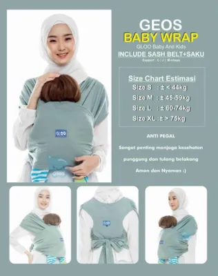 Gendongan Bayi Depan M Shape Baby Wrap 3in1 - BW Gloo Sage