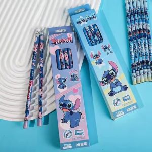 12pcs/box Anime Pencil Lilo&Stitch Series Kids Stationery Pen School Supplies Cute Pencil Sharpener Christmars Gifts