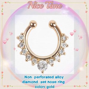 Good luck befalls! Non-perforated crystal fashion clicker fake diaphragm alloy diamond inlay clip nose ring personality easy to wear fake nose stud