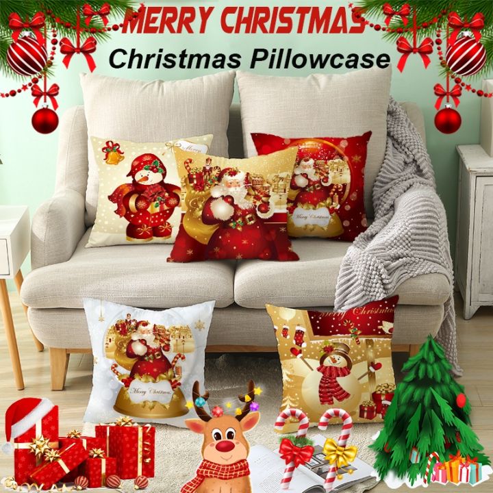 Merry Christmas Throw Pillow Case Cushion Cover Sofa Cover 18 x 18