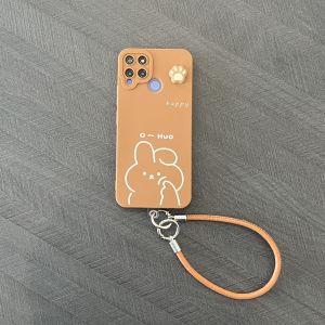 Redmi A1 9C 10 10A 10C 12C Note 9s 9 Pro 10 10s 10 Pro 11 Pro 12 12 Pro printed brown bear rabbit camera protect leather strap soft case 小熊兔子手机壳