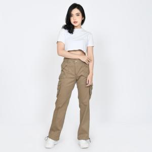 celana cargo panjang outdoor wanita - celana panjang wanita - celana cargo wanita - celana jogger cargo wanita cream