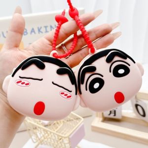 Crayon Shin-chan Keychain Wallet Anime Cartoon Coin Purse Earphone Organizer Data Cable Storage Bag Key Ring