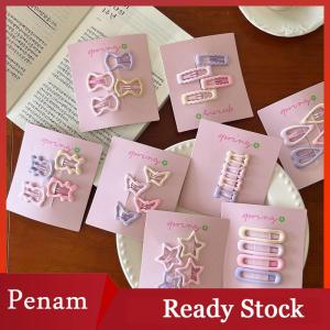 [PAM] 4Pcs set Pink Simple Heart Star Hair Clips For Girls Cute Hairpin Barrettes Fashion Accessories Gift