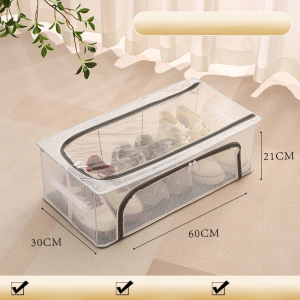 กล่องเก็บของพับได้ขนาดใหญ่ในครัวเรือนโครงเหล็กหนากล่องเก็บของโปร่งใส