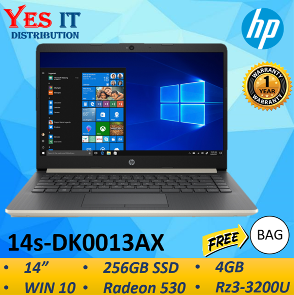 HP 14s-dk0013AX 14 Laptop Notebook Pale Gold Ryzen 3-3200U 4GB