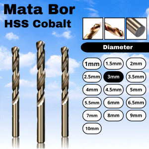 Mata Bor Besi 3mm HSS Kobalt Drill Bits HSS Cobalt Diameter 3mm