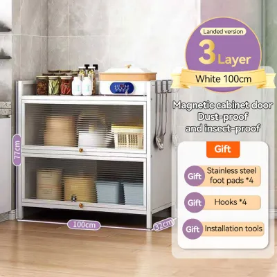 Multipurpose Cabinet Cupboard Household Kitchen Storage Cabinet Rack Metal Nordic Style With wheels
