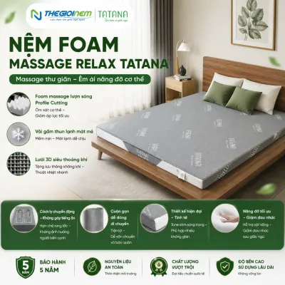 Nệm Foam Tatana Massage Relax Cấu Trúc Lượn Sóng Duy Trì Tư Thế Nằm Giảm Áp Lực Cơ Thể