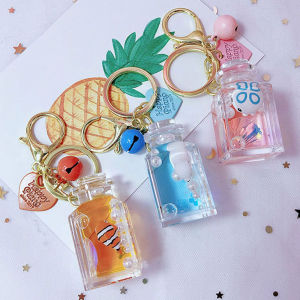 CHARMST Lovely 1 pcs Acrylic Moving Liquid Accessories Gifts For Women Resin Keychain Bag Charm Car Pendant Key Ring