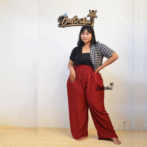 Balicihui Celana Kulot Celana Jumbo Big Size Plus Size Celana Panjang Wanita Celana Kasual