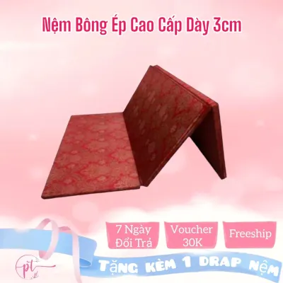 Nệm Bông Ép Cao Cấp Gấp 3 Dày 3cm Đủ Size ( Giao Màu Ngẫu Nhiên ) Tặng Kèm Drap Nệm - Giao Hỏa Tốc 2H HCM