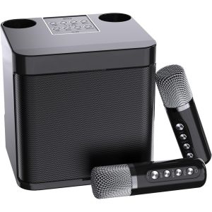 Mini Karaoke Set Bluetooth Speaker Portable Karaoke System with 2 Wireless Mic KTV Home Set for Family / Outdoor / Party