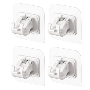 Nail-Free Curtain Rod Holder - 10pcs Adjustable Plastic Clips For Bathroom/Closet