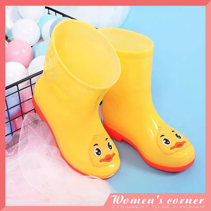 Low Cut Rain Boots (Bota) For Kids Wide Round Toe Children