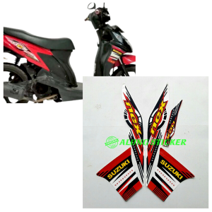 STIKER STRIPING LIS LES BODY MOTOR SUZUKI NEX TAHUN 2013 WARNA PUTIH-MERAH 1SET STANDAR